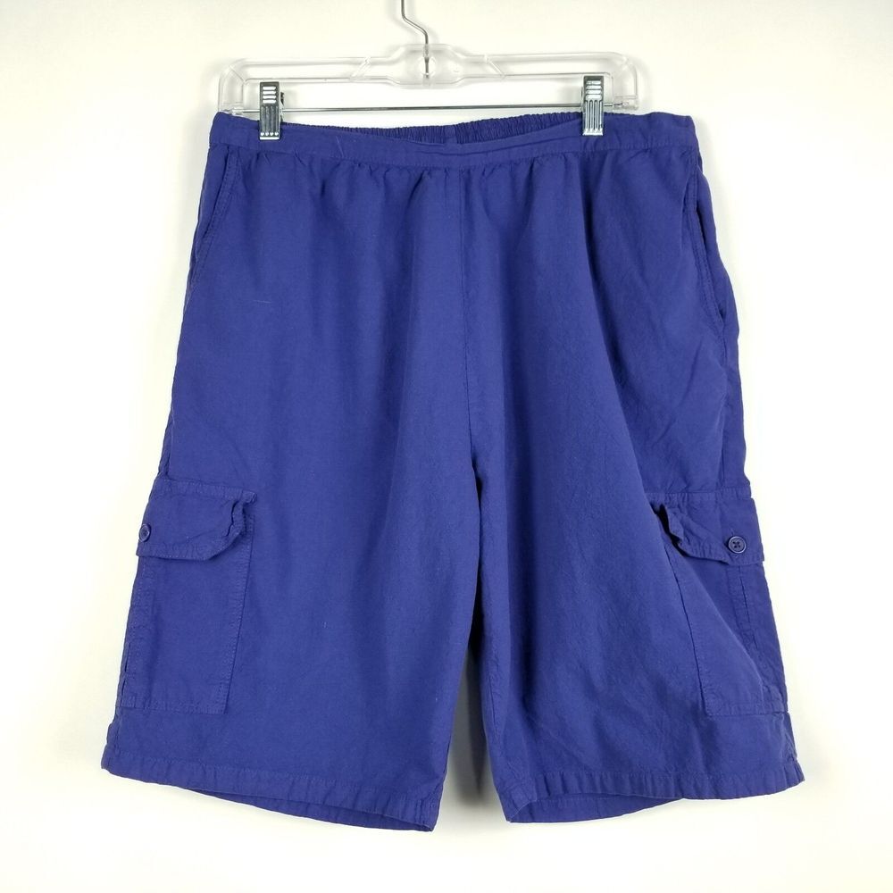 Vintage Collections Etc Mens Shorts Size L Blue Pull On Cargo Sports‎ Swimming